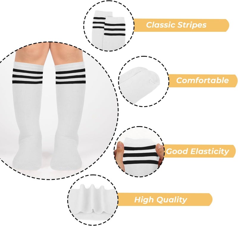 Benefeet Sox Kids Soccer Socks Toddler Knee High Tube Long Socks Soft for Girls Three Stripes Youth Cotton Soccer Socks - Image 4